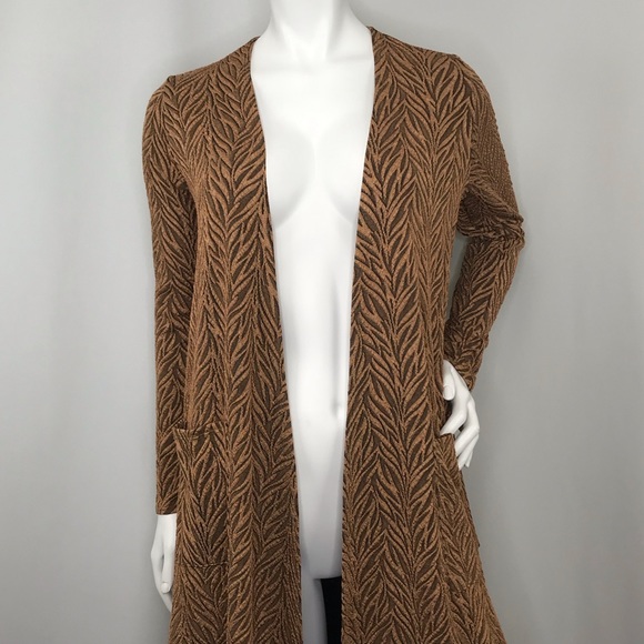 LuLaRoe Sweaters - Sarah Long Cardigan Duster Boho Fall Leaf Feather